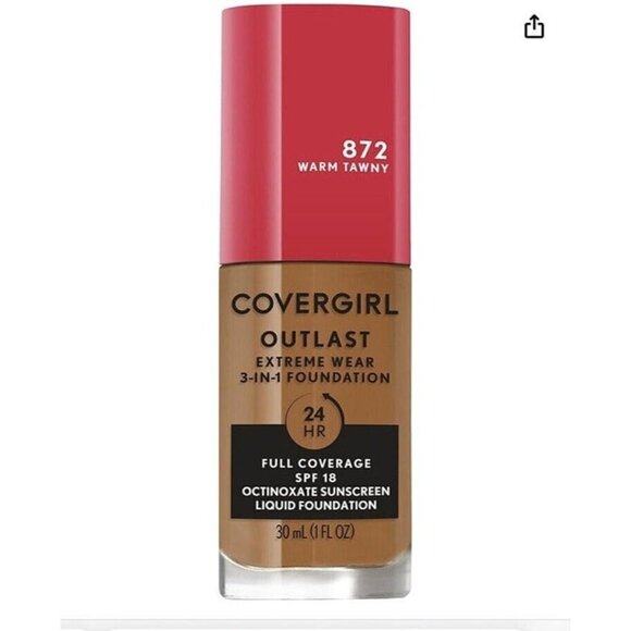 COVERGIRL Outlast Extreme Wear 3 In 1 Foundation 24 Hr SPF 18 872 Warm Tawny - Picture 1 of 7